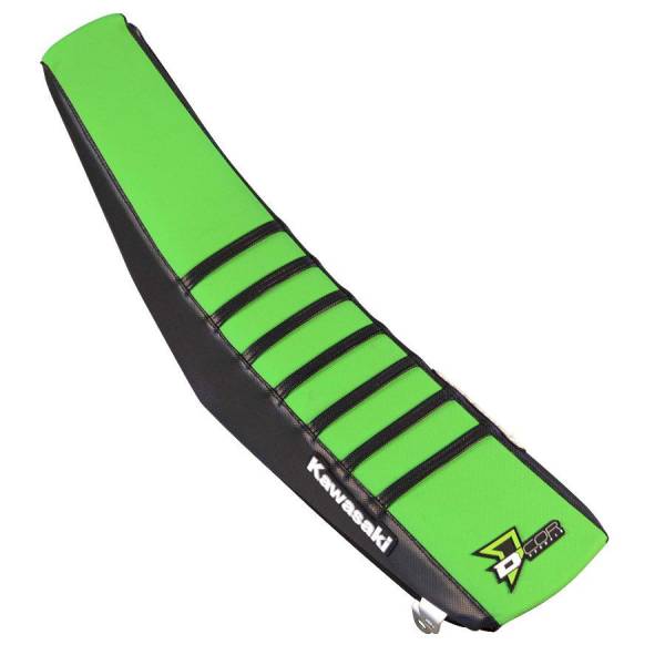 D-COR - SEAT COVER TEAM KAW REPLICA BLACK/GREEN W/RIBS - Image 1