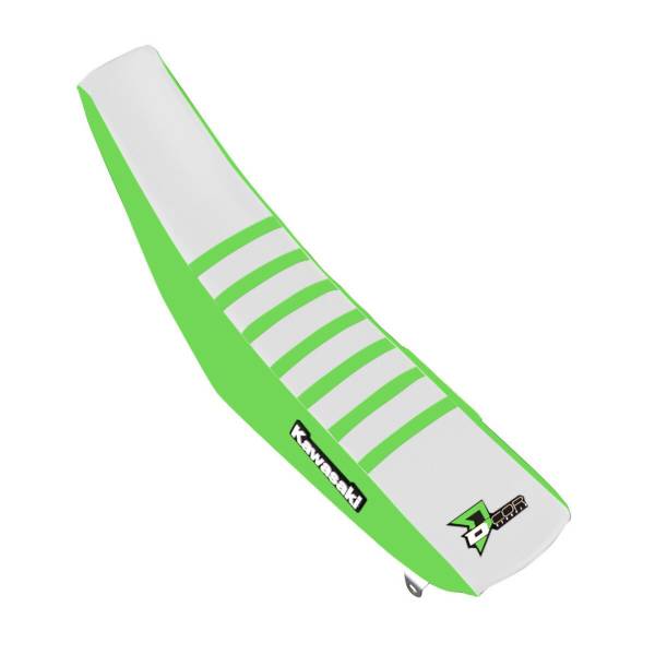 D-COR - SEAT COVER GREEN/WHITE GREEN RIBS KXF250/450 - Image 1