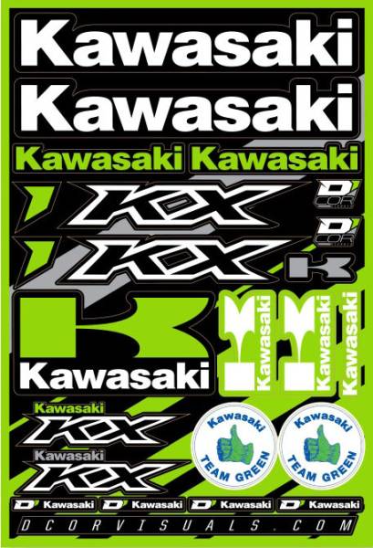 D-COR - KAWASAKI DECAL SHEET 12"X18" - Image 1