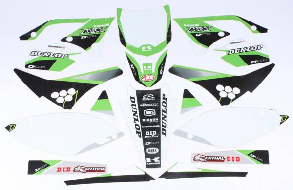 D-COR - KAWASAKI RACELINE GRAPHICS COMPLETE KIT WHITE - Image 1