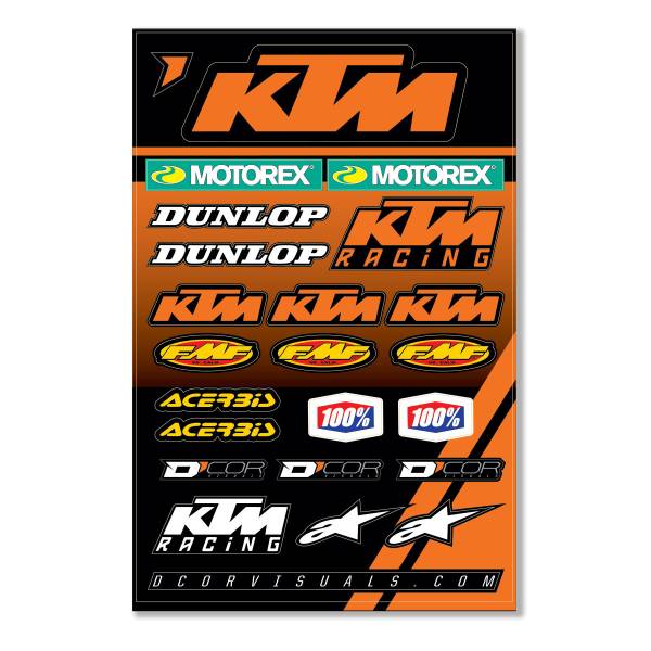 D-COR - KTM RACING DECAL SHEET 12 MIL KTM RACING DECAL SHEET - Image 1