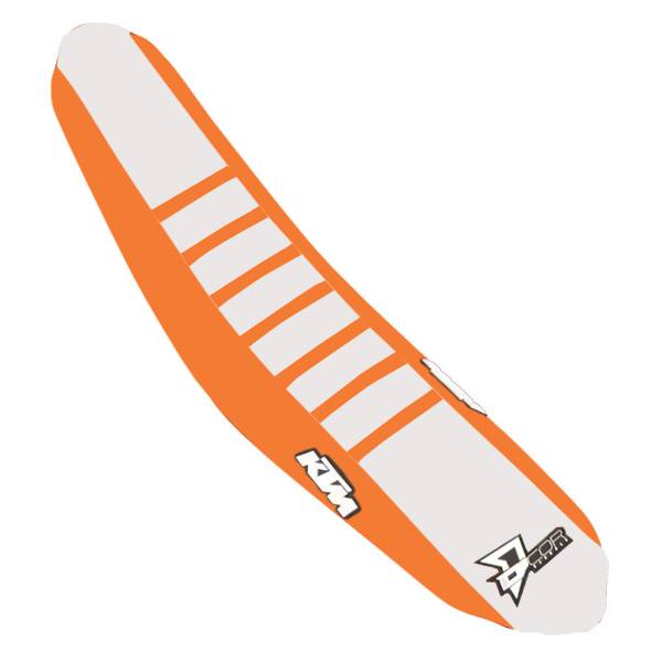 D-COR - SEAT COVER ORANGE/WHITE ORANGE RIBS KTM SX/F 125-450 - Image 1