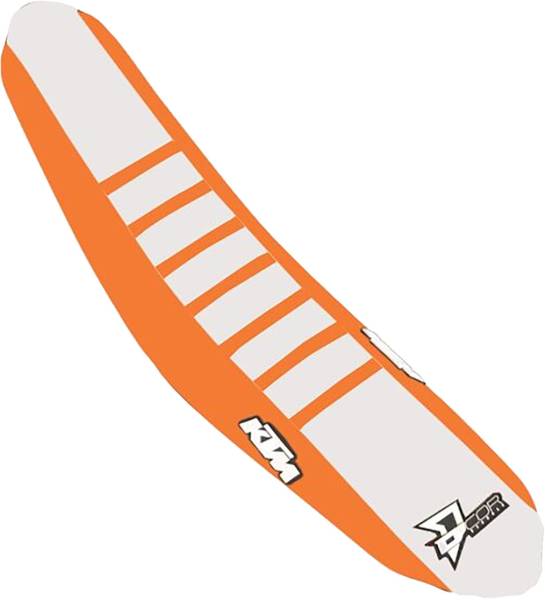 D-COR - SEAT COVER ORANGE/WHITE ORANGE RIBS KTM SX/F 125-450 - Image 1