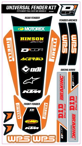 D-COR - TRIM KIT ORANGE WPS UNIVERSAL FOR FULL SIZE MOTORCYCLES - Image 1