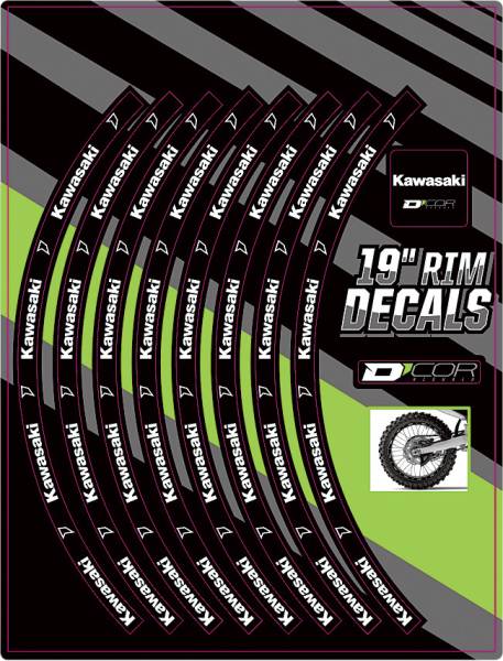 D-COR - RIM DECALS 19" KAWASAKI LOGO REAR - Image 1