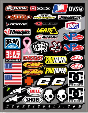 D-COR - HELMET LOGOS DECAL SHEET 9.5"X12" - Image 1