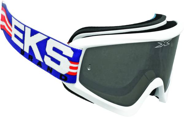 EKS BRAND - FLAT OUT MIRROR GOGGLE WHITE/RED/BLUE W/SILVER MIRROR - Image 1