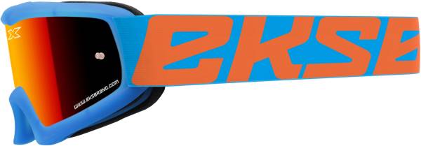 EKS BRAND - X-GROM YOUTH GOGGLE CYAN BLUE/ FLO ORANGE W/RED MIRROR - Image 1