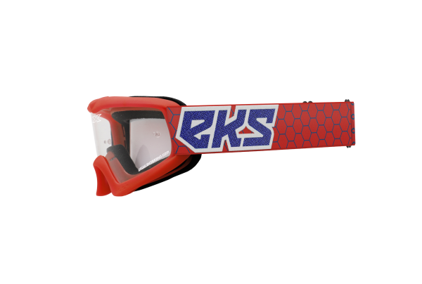 EKS BRAND - XGROM YOUTH GOGGLE RED/WHITE/BLUE METALLIC CLEAR - Image 1