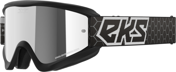 EKS BRAND - FLAT OUT MIRROR GOGGLE BLACK/WHITE SILVER MIRROR - Image 1