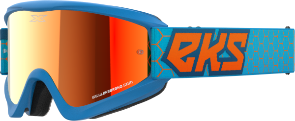 EKS BRAND - FLAT OUT MIRROR GOGGLE CYAN/FLO ORANGE RED MIRROR - Image 1