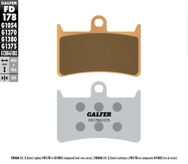 GALFER - BRAKE PADS SINTERED CERAMIC FD178G1375 - Image 1