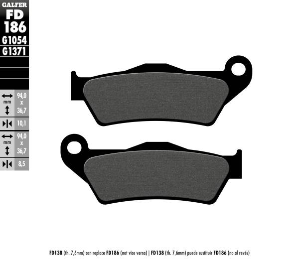 GALFER - BRAKE PADS SEMI METALLIC FD186G1054 - Image 1