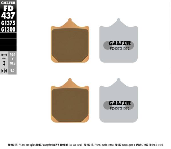 GALFER - BRAKE PADS SINTERED CERAMIC FD437G1375 - Image 1