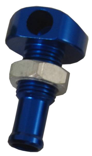 BLOWSION - BILLET THRU-HULL WATER FITTING BLUE 3/8" 90 DEG. - Image 1