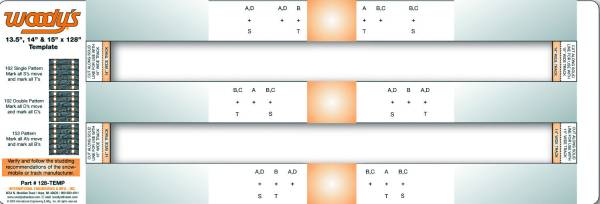 WOODYS - STUDDING TEMPLATE 13.5-15" WIDE 128" TRACKS - Image 1