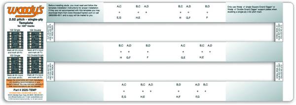 WOODYS - STUDDING TEMPLATE 2.52" PITCH SINGLE PLY - Image 1