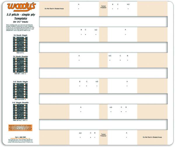 WOODYS - STUDDING TEMPLATE 3.0" PITCH SINGLE PLY - Image 1