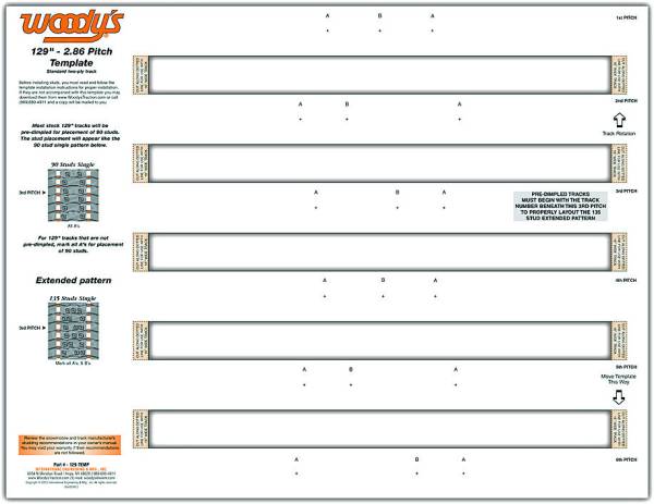 WOODYS - STUDDING TEMPLATE 129" 2.86" PITCH - Image 1