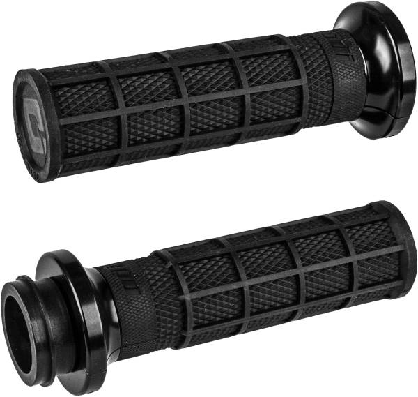 ODI - LOCK ON WAFFLE STYLE GRIPS BLACK/BLACK FOR CABLE THROTTLE - Image 1