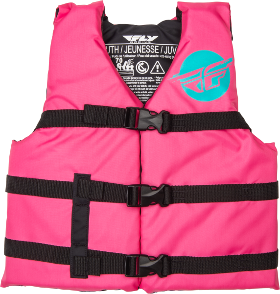 FLY RACING - YOUTH FLOTATION VEST NEON PINK/TEAL - Image 1