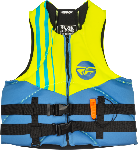 FLY RACING - NEOPRENE FLOTATION VEST BLUE/HI-VIS/TEAL XS - Image 1