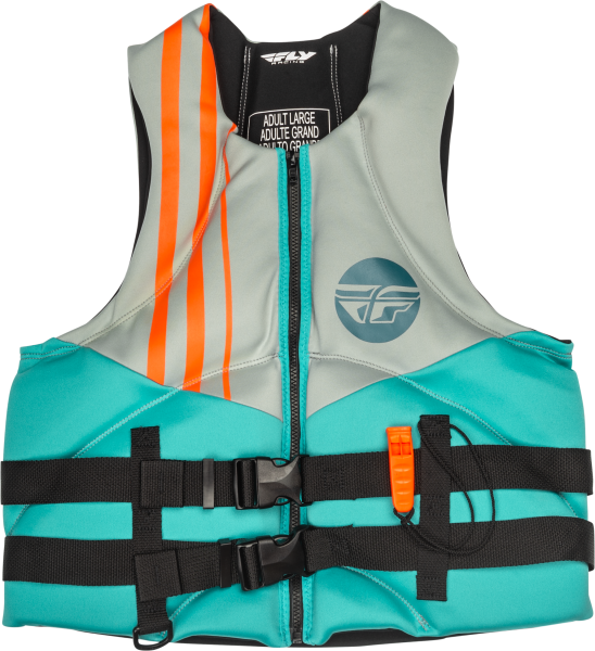 FLY RACING - NEOPRENE FLOTATION VEST TEAL/GREY/ORANGE 2X - Image 1