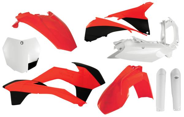 ACERBIS - FULL PLASTIC KIT FLUORESCENT ORANGE/WHITE - Image 1