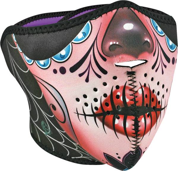 ZAN - NEOPRENE HALF MASK SUGAR SKULL/PURPLE REVERSIBLE - Image 1