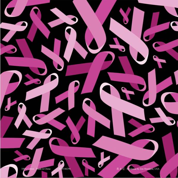 ZAN - BANDANNA BLACK W/PINK RIBBON - Image 1