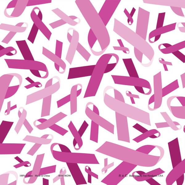 ZAN - BANDANNA WHITE W/PINK RIBBON - Image 1