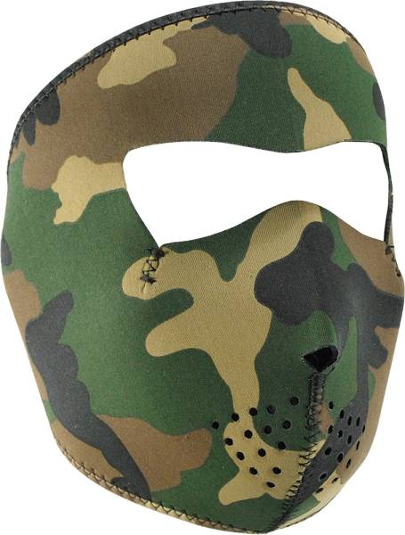 ZAN - FULL FACE MASK WOODLAND CAMO - SMALL FACE - Image 1