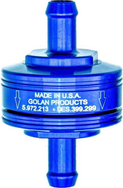 GOLAN - SUPER MINI FUEL FILTER BLUE 1/4" BARB FITTING - Image 1