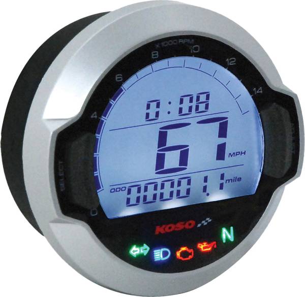 KOSO - DL-03SR DIGITAL GAUGE SILVER BEZEL - Image 1