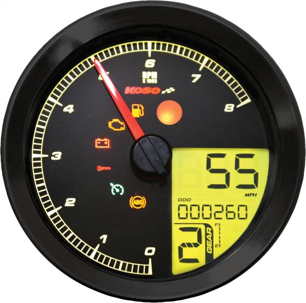 KOSO - SPEEDO / TACH BLK BEZEL LCD COLOR CHANGE DISPLAY - Image 1