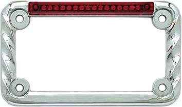 SDC - LED LICENSE PLATE FRAME TWISTED CHROME W/RED LENS - Image 1