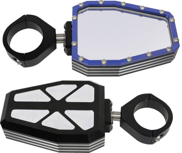 MODQUAD - BILLET SIDE MIRRORS DIAMOND W/BEZEL BLUE 1.75" - Image 1