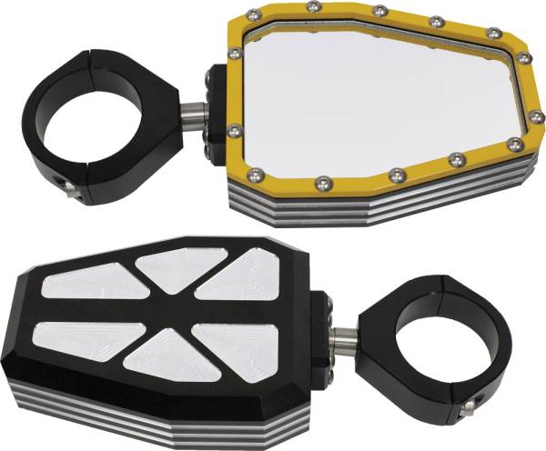 MODQUAD - BILLET SIDE MIRRORS DIAMOND W/BEZEL YELLOW 1.75" - Image 1