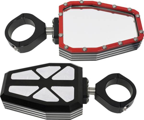 MODQUAD - BILLET SIDE MIRRORS DIAMOND W/BEZEL RED 1.75" - Image 1