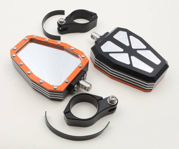 MODQUAD - BILLET SIDE MIRRORS DIAMOND W/BEZEL ORANGE 2" - Image 1