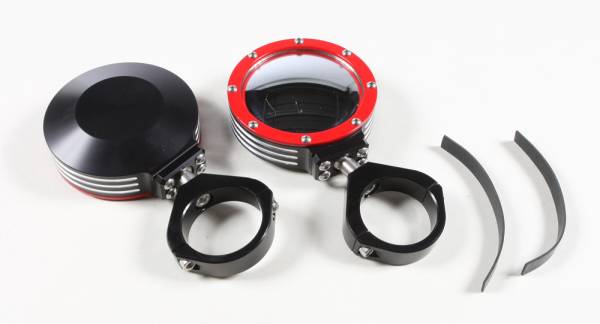 MODQUAD - BILLET SIDE MIRRORS ROUND W/BEZEL RED 2" - Image 1