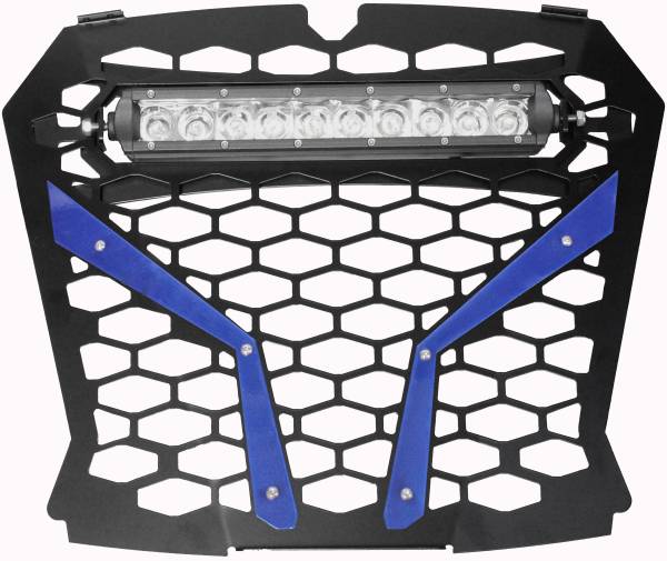 MODQUAD - FRONT GRILL BLUE POL RZR S WITH 10" LIGHT - Image 1