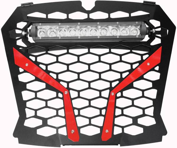 MODQUAD - FRONT GRILL RED POL RZR S WITH 10" LIGHT - Image 1