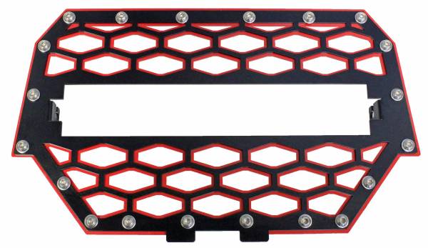 MODQUAD - 2-PANEL FRONT GRILL BLACK/RED W/LIGHT MOUNT - Image 1