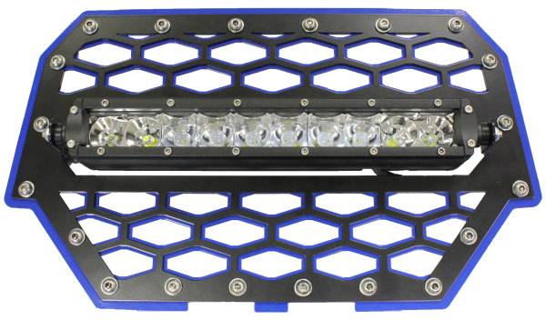 MODQUAD - 2-PANEL FRONT GRILL BLACK/BLUE W/10" LIGHT BAR - Image 1