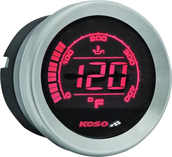 KOSO - HD-02T 2'' OIL TEMP GAUGE SILVER BEZEL - Image 1