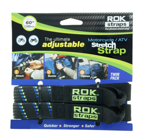 ROKSTRAPS - MOTORCYCLE STRAP BLACK/BLUE/GREEN 18"X60"X1" - Image 1