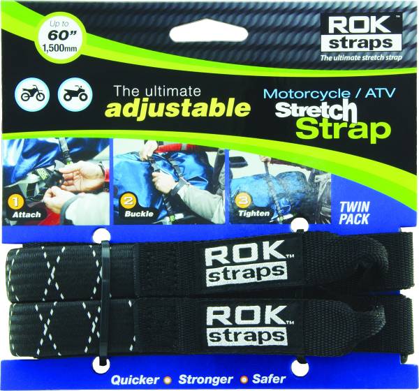 ROKSTRAPS - MOTORCYCLE STRAP BLACK/REFLECTIVE 18"X60"X1" - Image 1