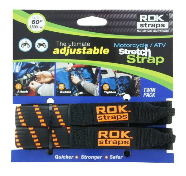 ROKSTRAPS - MOTORCYCLE STRAP BLACK/ORANGE 18"X60"X1" - Image 1