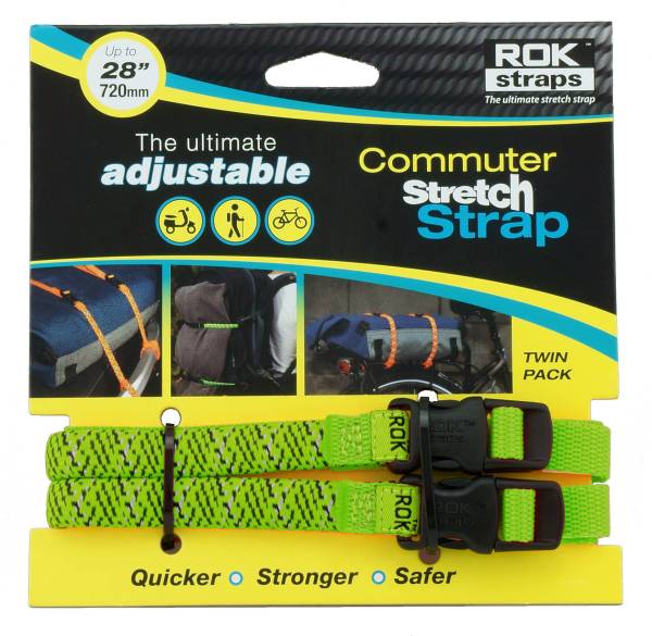 ROKSTRAPS - COMMUTER STRAP BLK/GRN/REFLECT 12"X28"X1/2" - Image 1